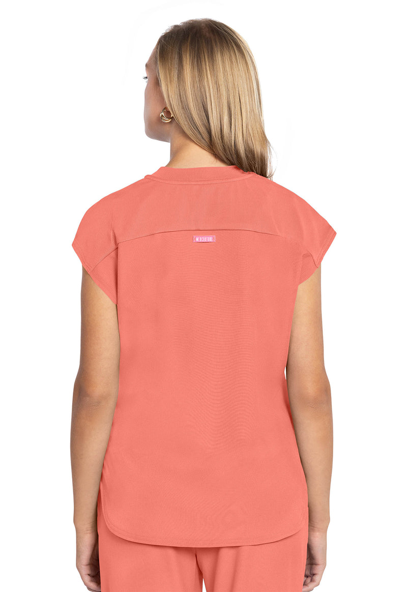 Coral Fusion - Med Couture AMP Women Scrub Top - Back View