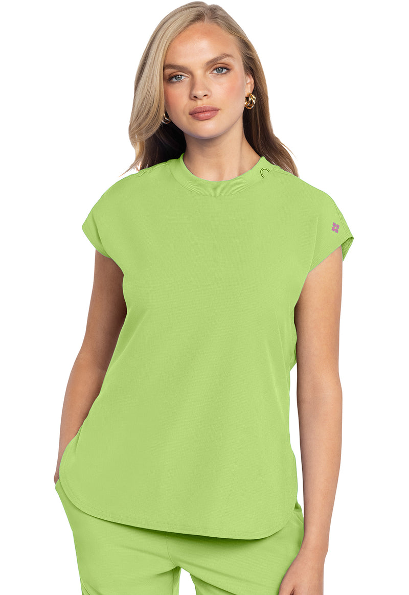 Cyber Lime - Med Couture AMP Women Scrub Top - Front View