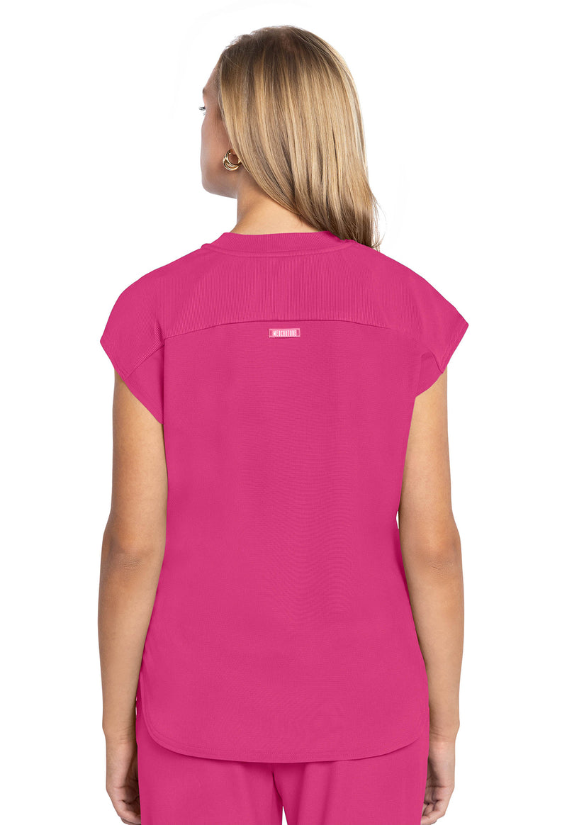 Pink Power - Med Couture AMP Women Scrub Top - Back View