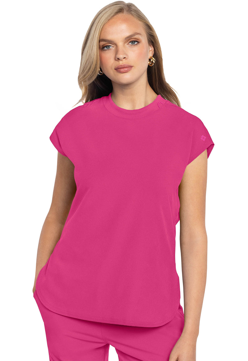 Pink Power - Med Couture AMP Women Scrub Top - Front View