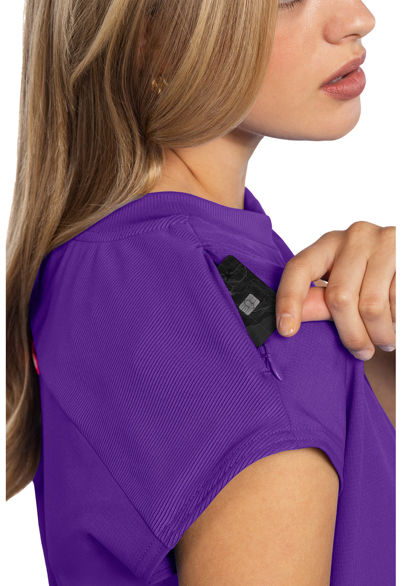 Purple Surge - Women's Round Neck Tuckable Scrub Top (View 2)