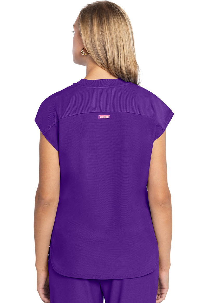 Purple Surge - Med Couture AMP Women Scrub Top - Back View