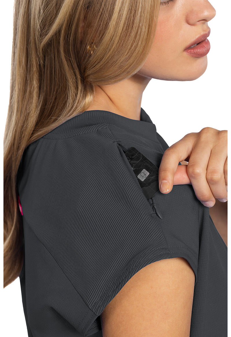 Pewter - Women's Round Neck Tuckable Scrub Top (View 2)