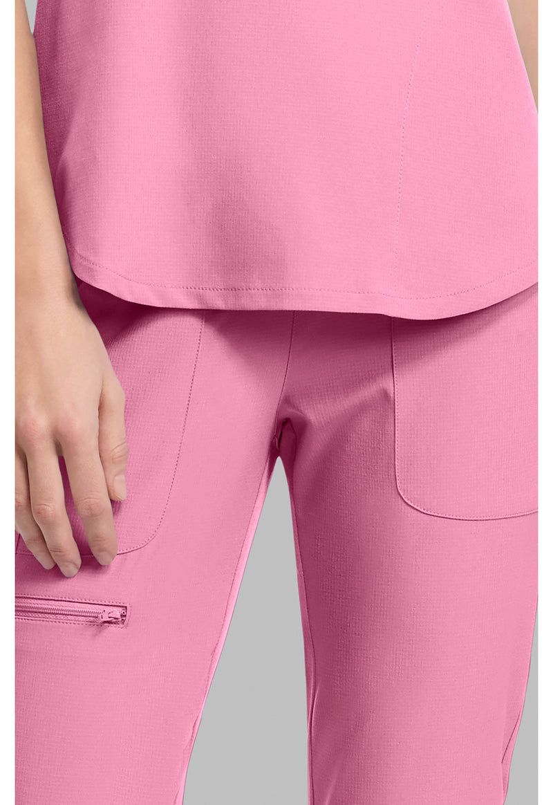 Pixel Pink - Women's Round Neck Tuckable Scrub Top (View 4)
