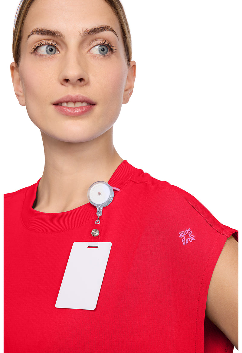Solar Flare - Women's Round Neck Tuckable Scrub Top (View 3)