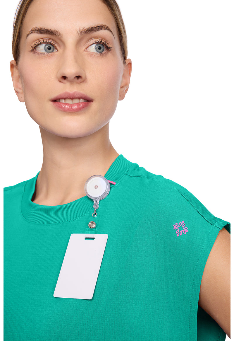 Teal Tonic - Women's Round Neck Tuckable Scrub Top (View 3)