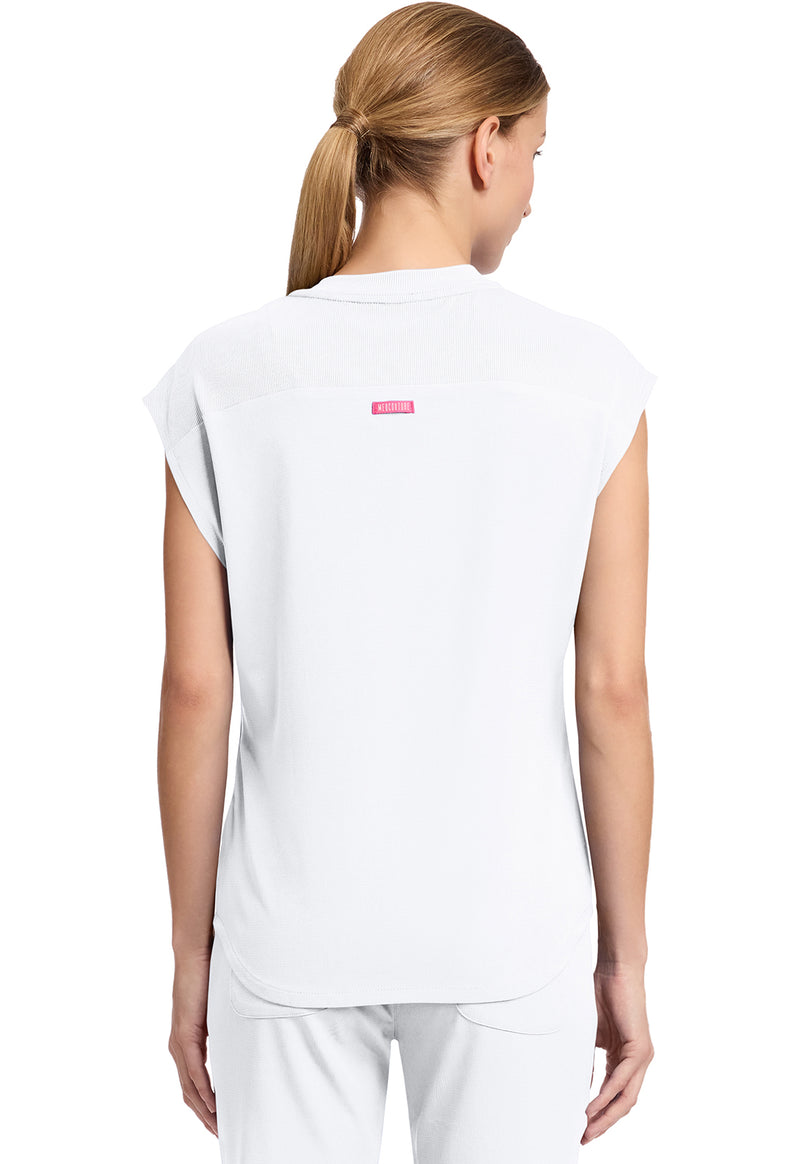 White - Med Couture AMP Women Scrub Top - Back View