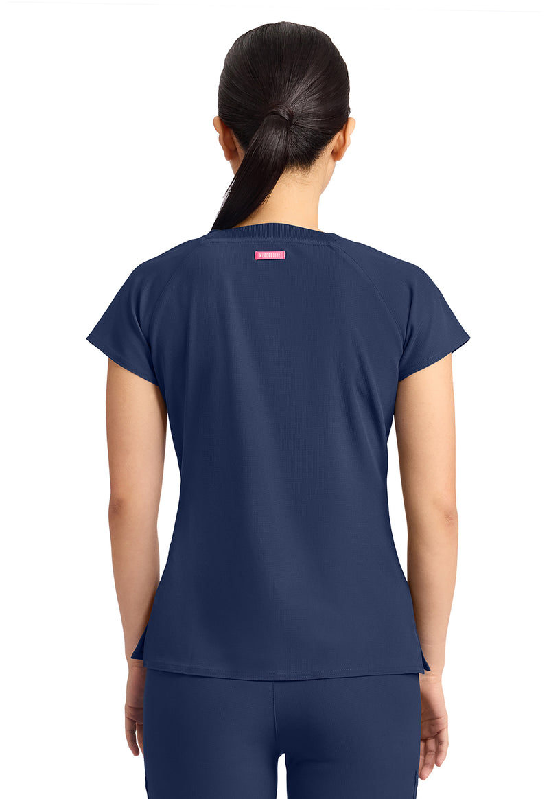 Navy - Med Couture AMP Women Scrub Top - Back View