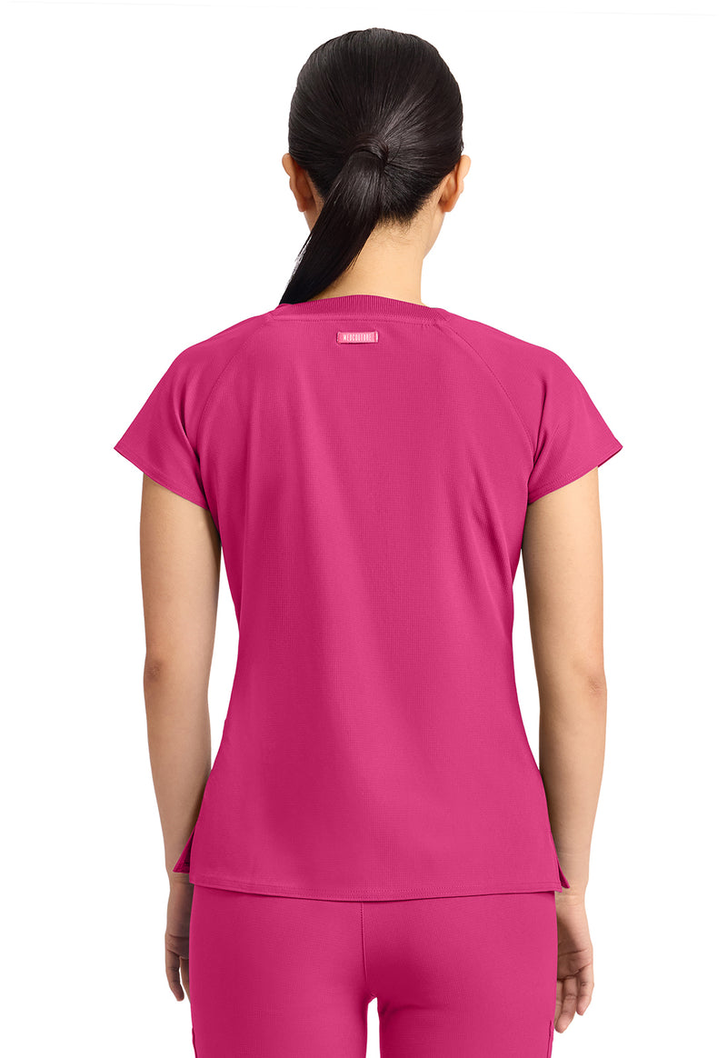 Pink Power - Med Couture AMP Women Scrub Top - Back View