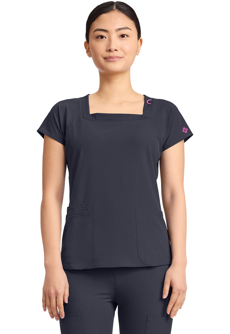 Pewter - Med Couture AMP Women Scrub Top - Front View