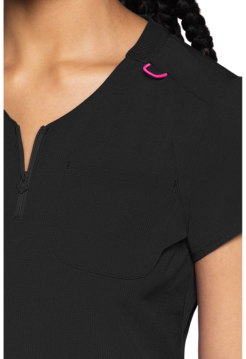 Black - Quarter Zip V-Neck Tuckable Top (View 4)