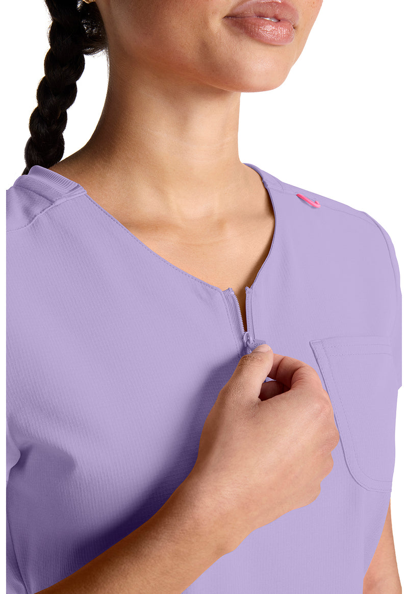 Digital Lavender - Quarter Zip V-Neck Tuckable Top (View 2)