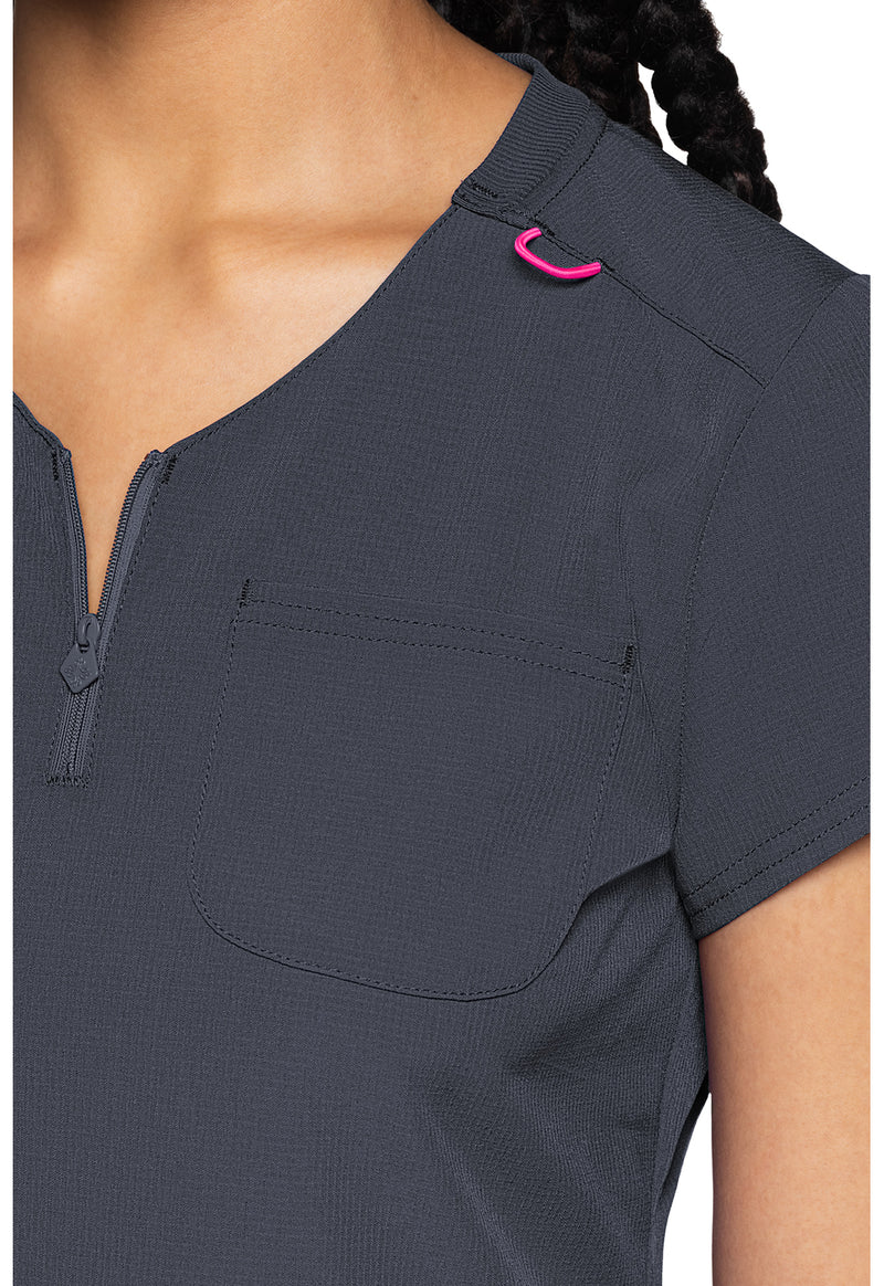 Pewter - Quarter Zip V-Neck Tuckable Top (View 4)