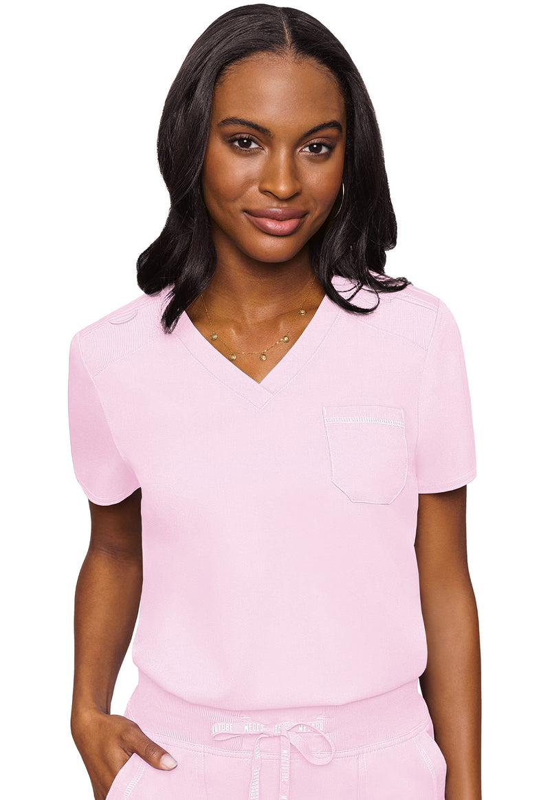 Ice Pink - Med Couture Touch Women Scrub Top - Front View