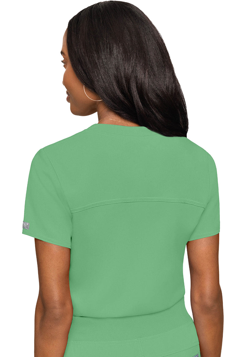 Kiwi Lime - Med Couture Touch Women Scrub Top - Back View