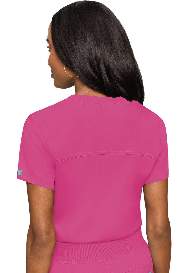 Raspberry Tart - Med Couture Touch Women Scrub Top - Back View