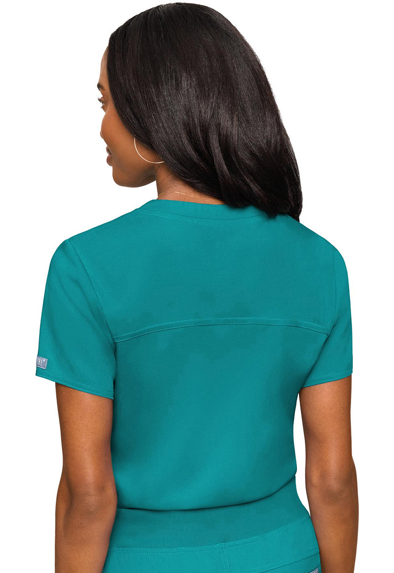 TEAL - Med Couture Touch Women Scrub Top - Back View