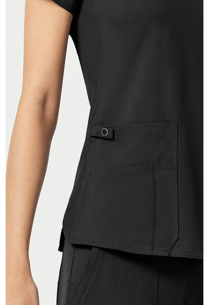 Black - Women's V-Neck Shirttail Scrub Top (View 3)