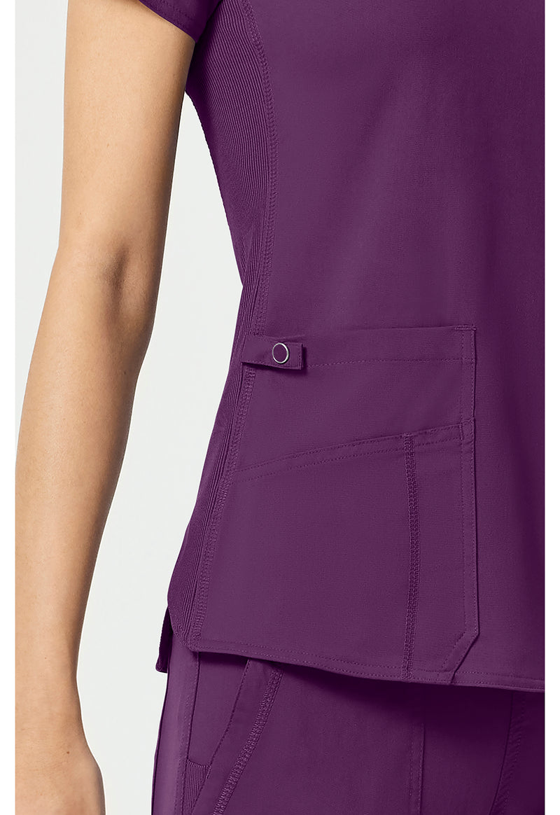Eggplant - Women's V-Neck Shirttail Scrub Top (View 3)