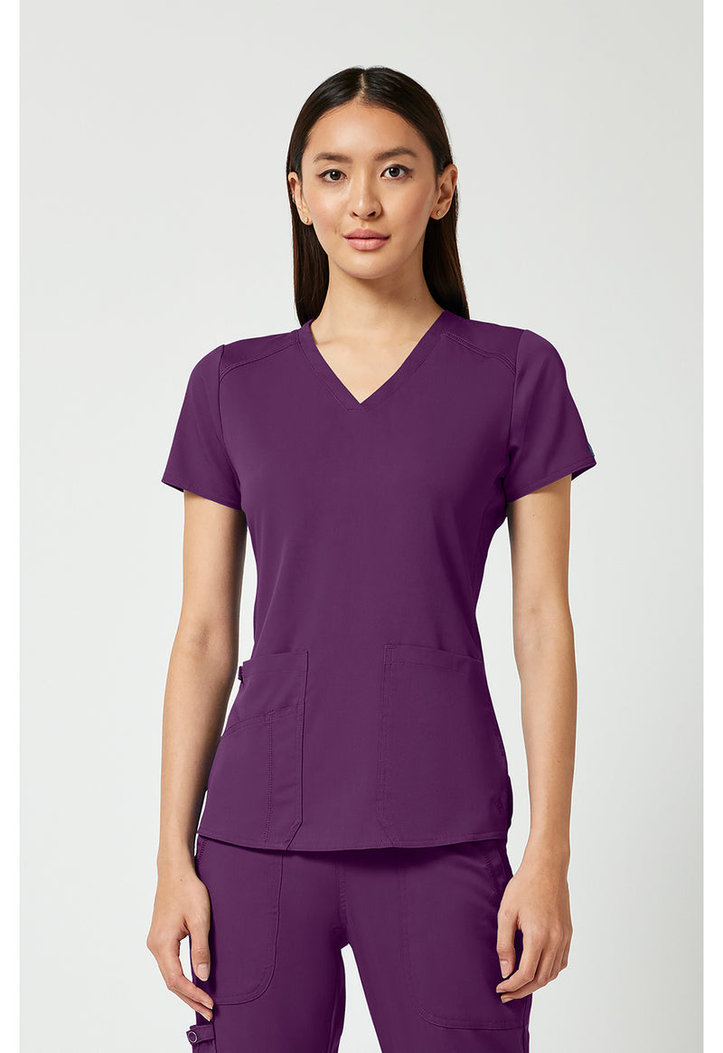 Eggplant - Med Couture Touch Women Scrub Top - Front View