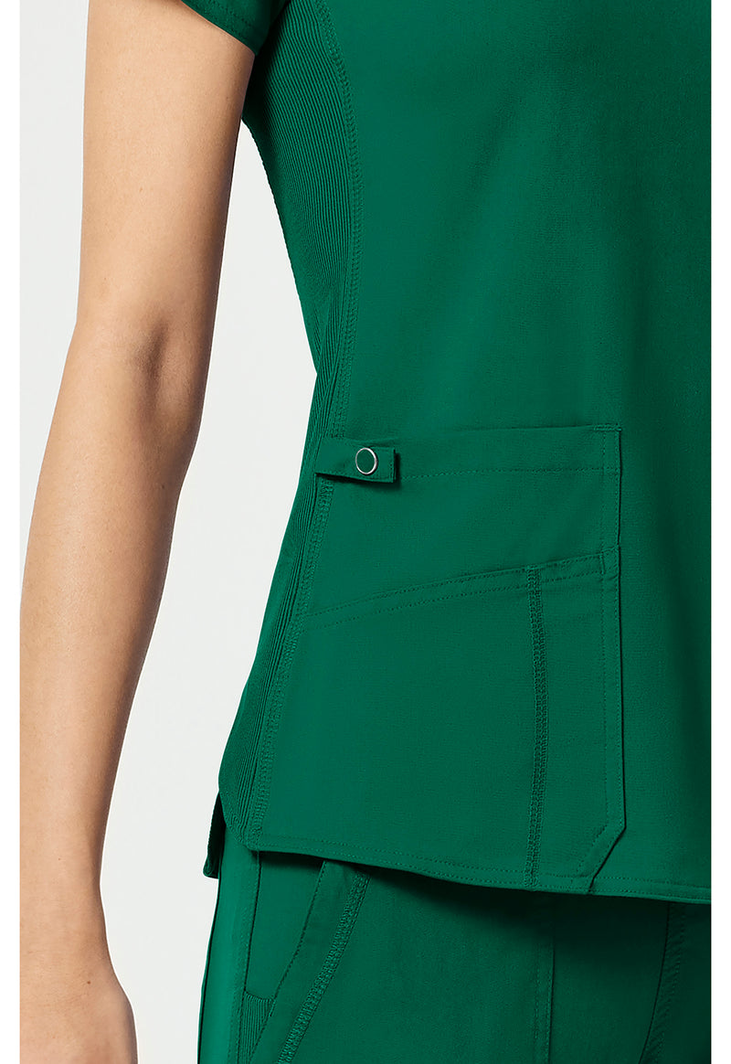 Hunter Green - Women's V-Neck Shirttail Scrub Top (View 3)