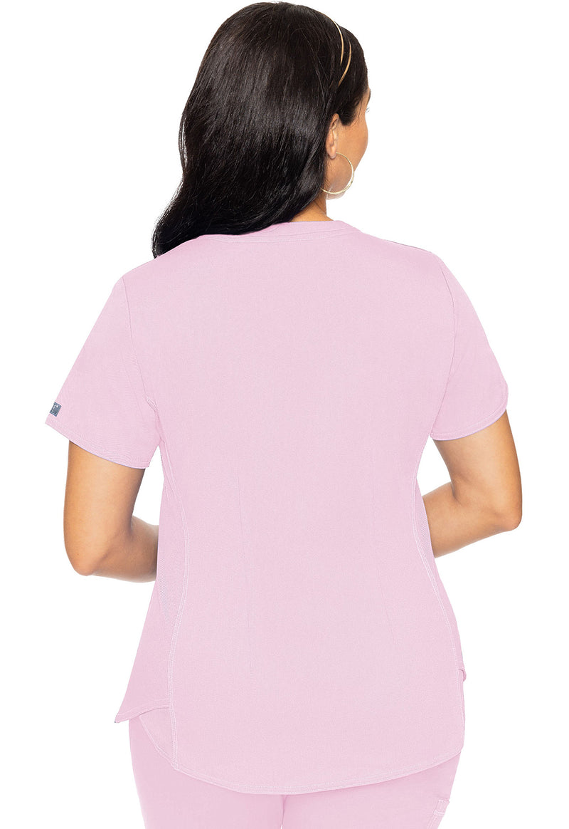 Ice Pink - Med Couture Touch Women Scrub Top - Back View