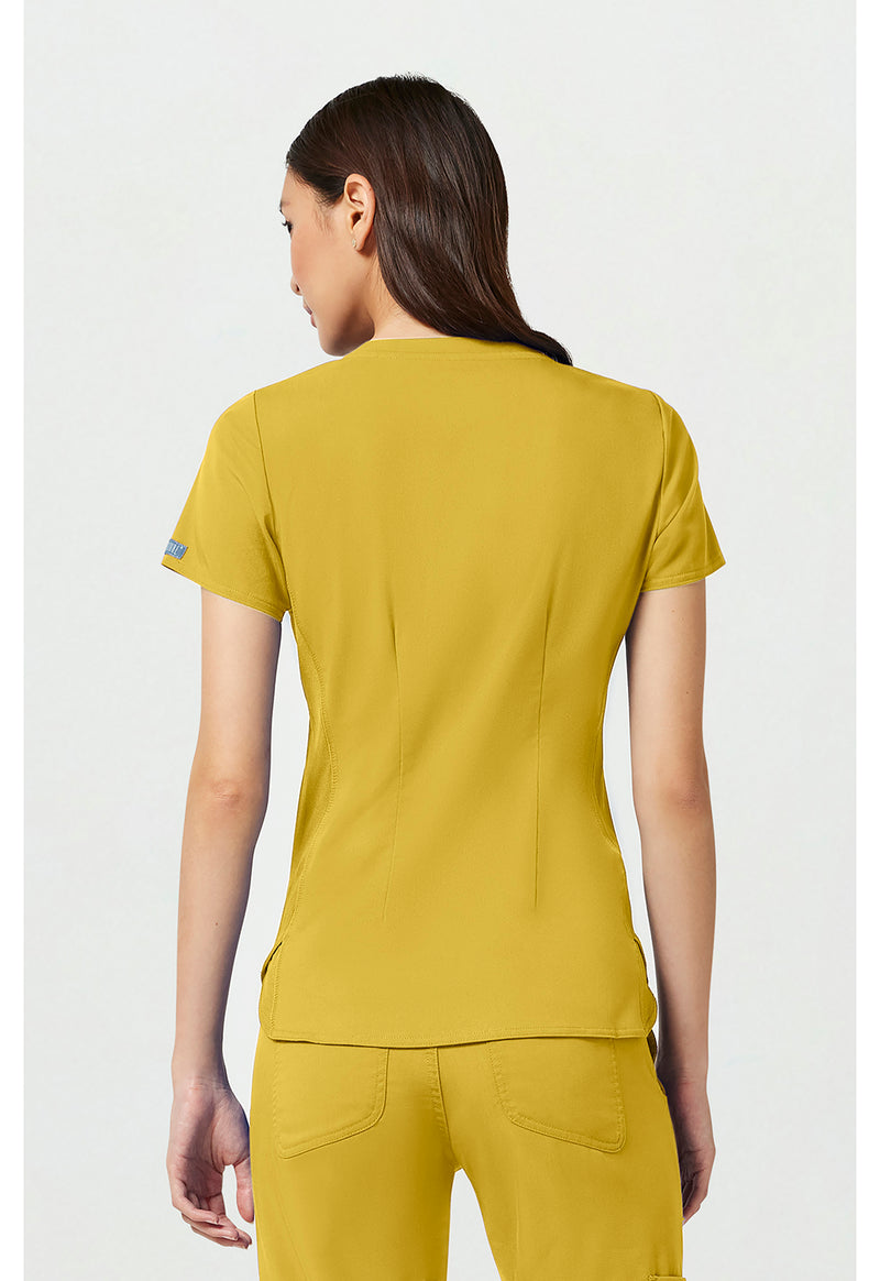 Midsummer Gold - Med Couture Touch Women Scrub Top - Back View