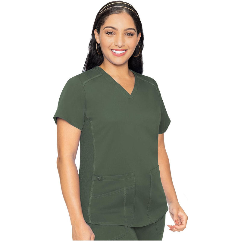 olive - V-Neck Shirttail Top