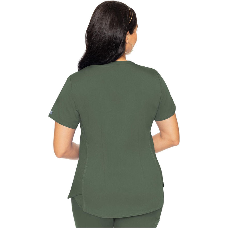 olive - V-Neck Shirttail Top