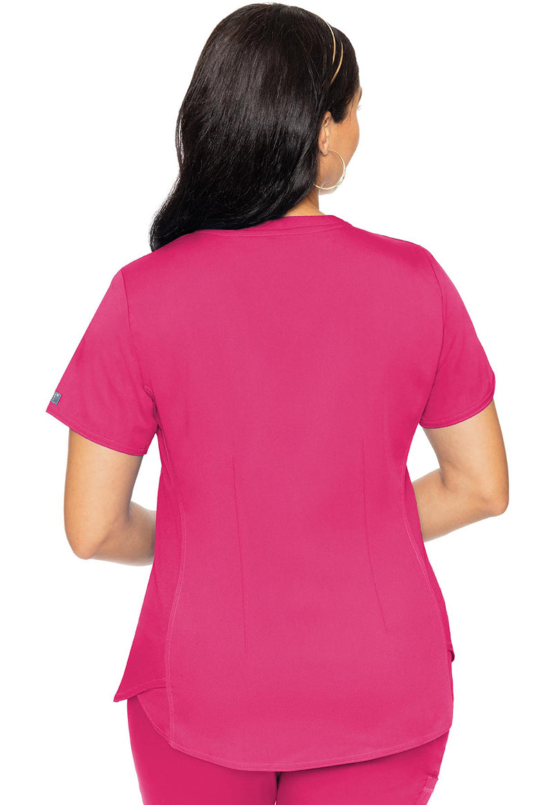Pink Punch - Med Couture Touch Women Scrub Top - Back View