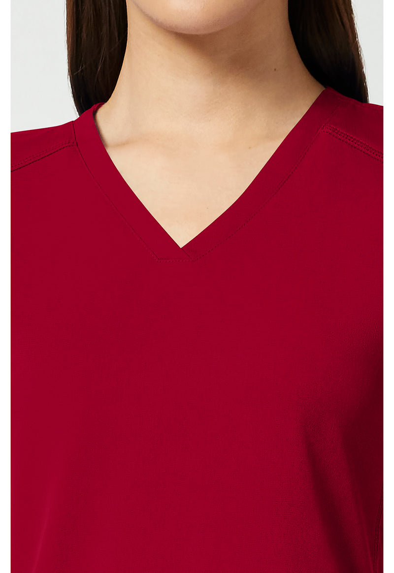 Red - Women's V-Neck Shirttail Scrub Top (View 2)