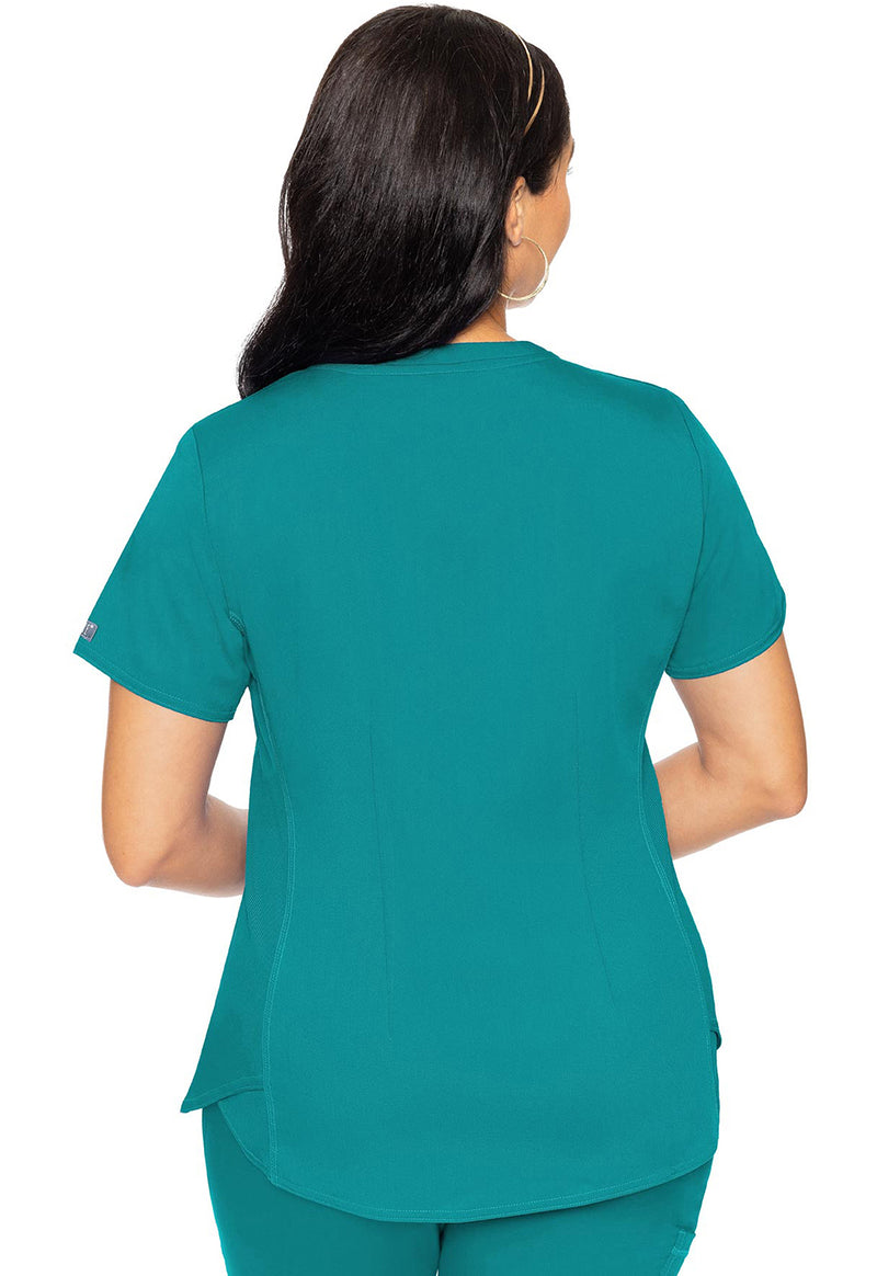 TEAL - Med Couture Touch Women Scrub Top - Back View