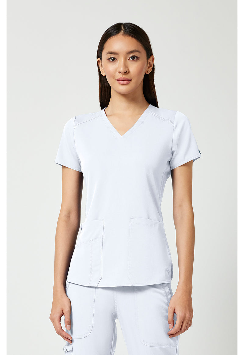 White - Med Couture Touch Women Scrub Top - Front View