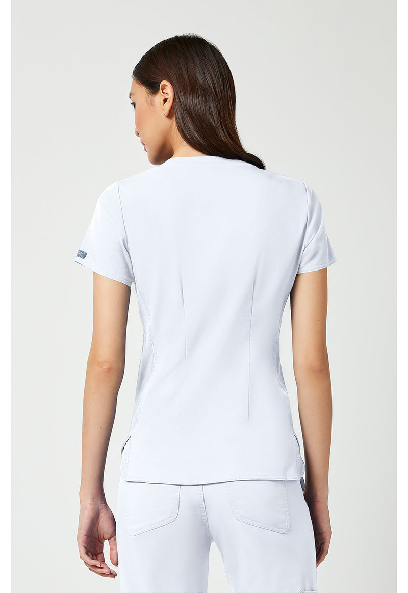 White - Med Couture Touch Women Scrub Top - Back View