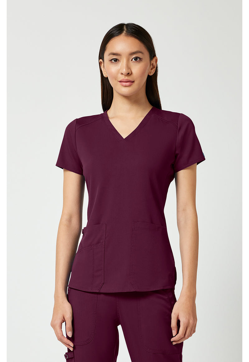 Wine - Med Couture Touch Women Scrub Top - Front View