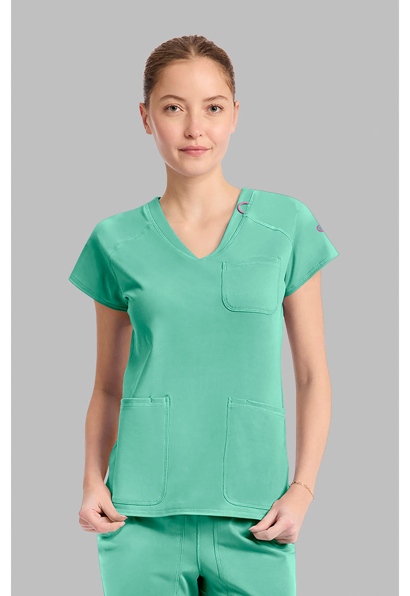 Mint Condition - Med Couture AMP Knit Women Scrub Top - Front View