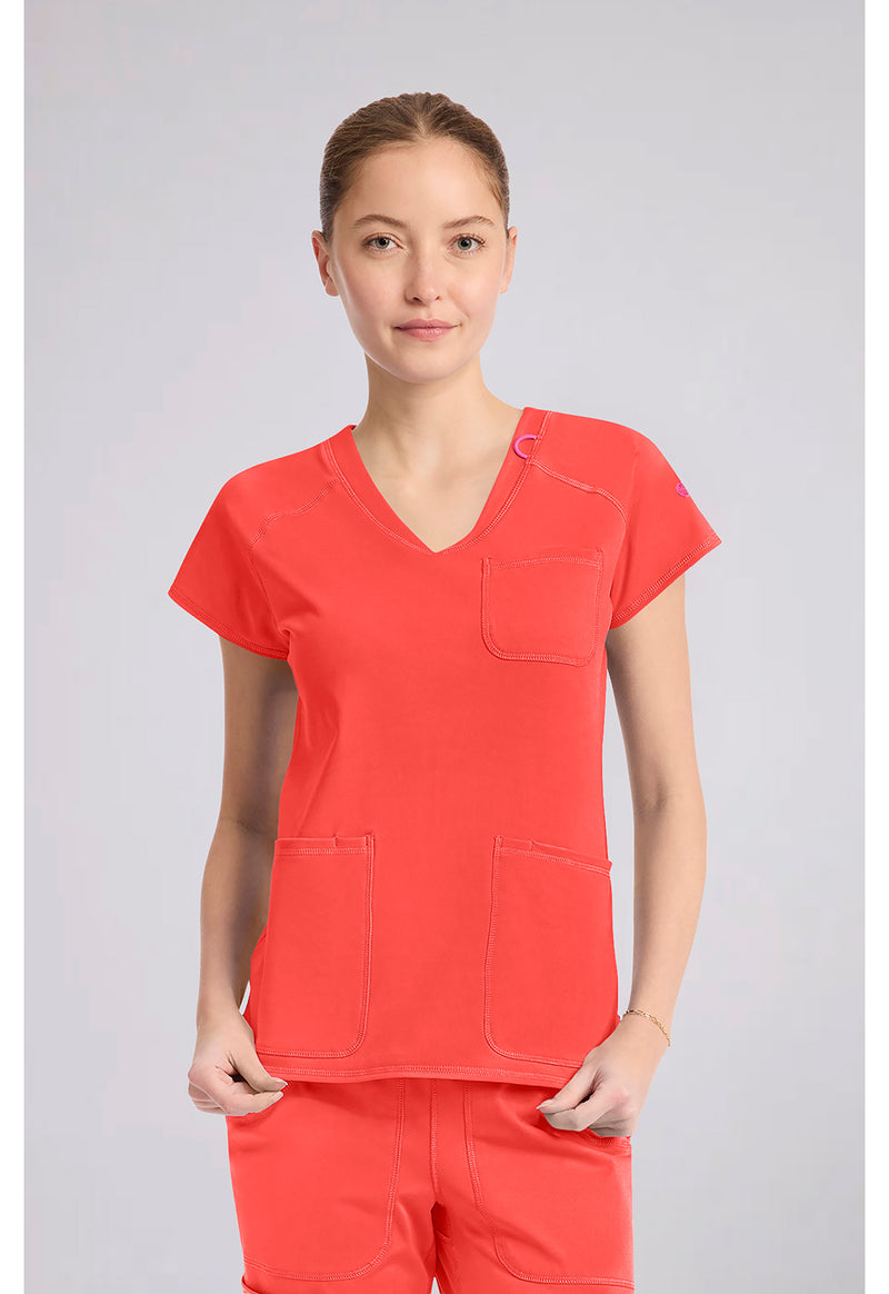 One In A Melon - Med Couture AMP Knit Women Scrub Top - Front View