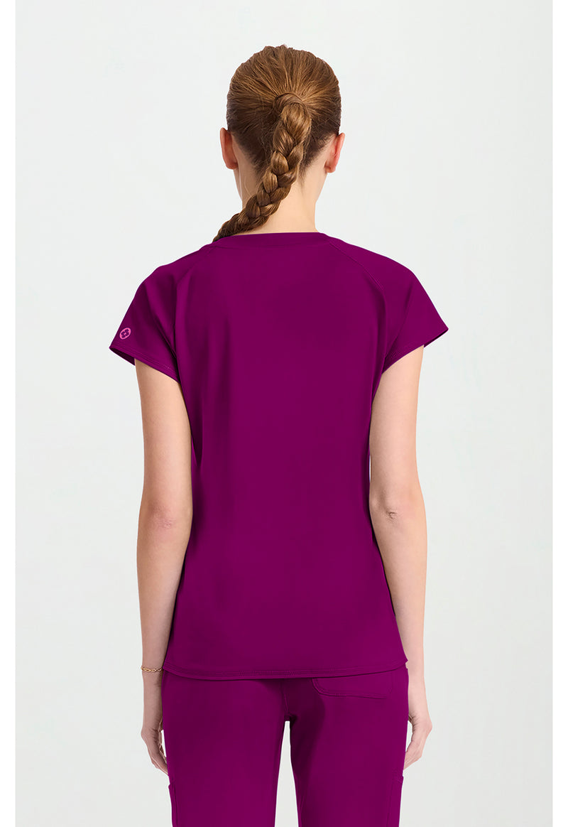 Plum Royale - Med Couture AMP Knit Women Scrub Top - Back View