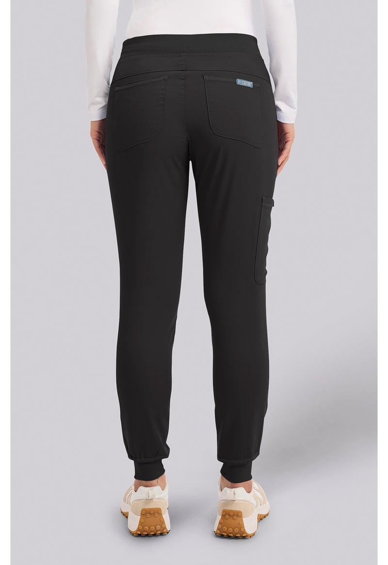 Black - Med Couture Touch Women Scrub Pants - Back View