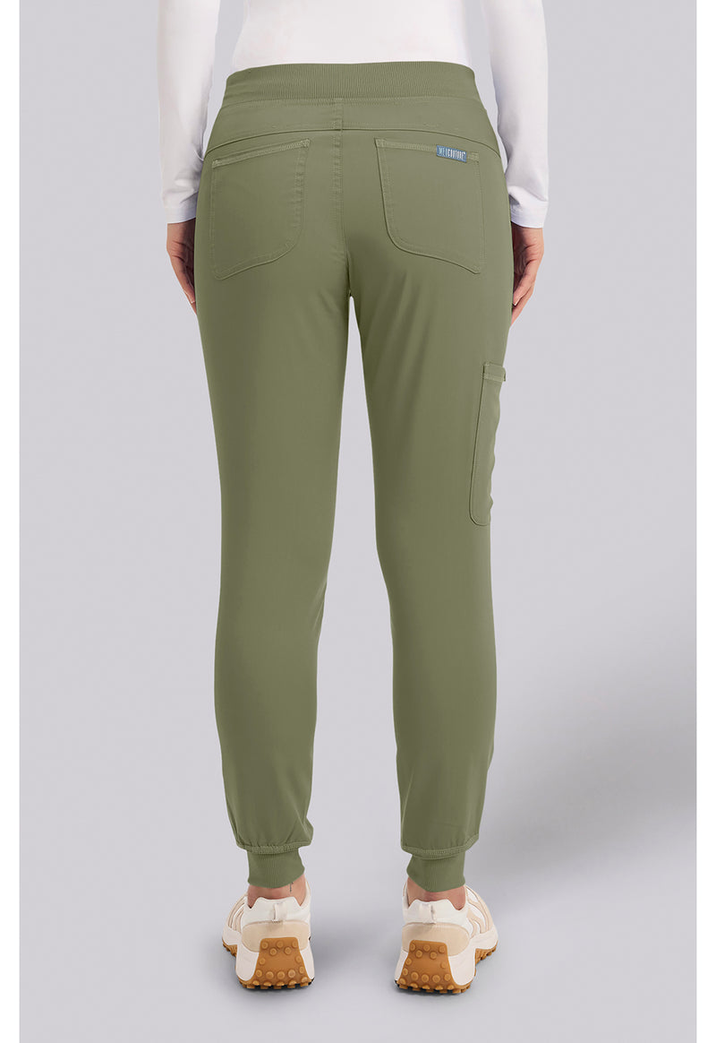 Olive - Med Couture Touch Women Scrub Pants - Back View