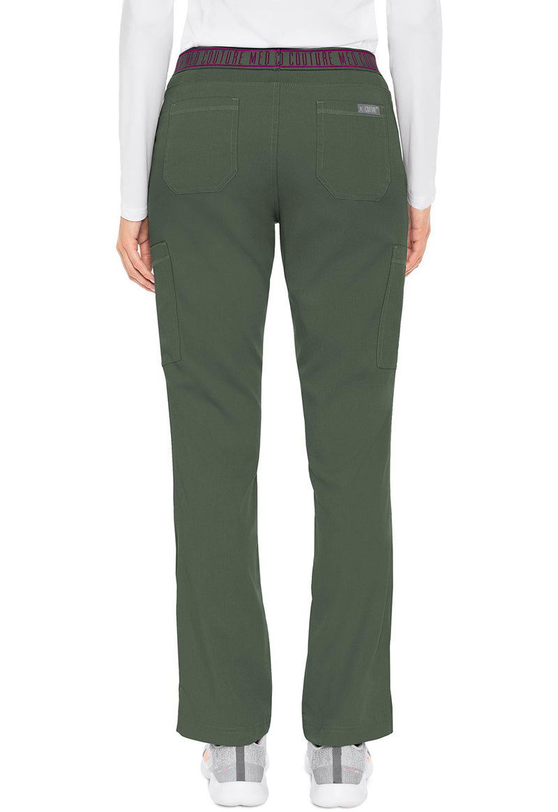 Olive - Med Couture Touch Women Scrub Pants - Back View