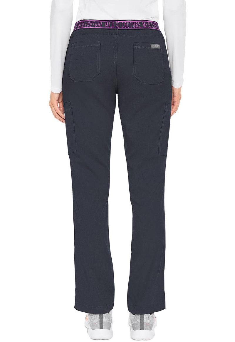 Pewter - Med Couture Touch Women Scrub Pants - Back View