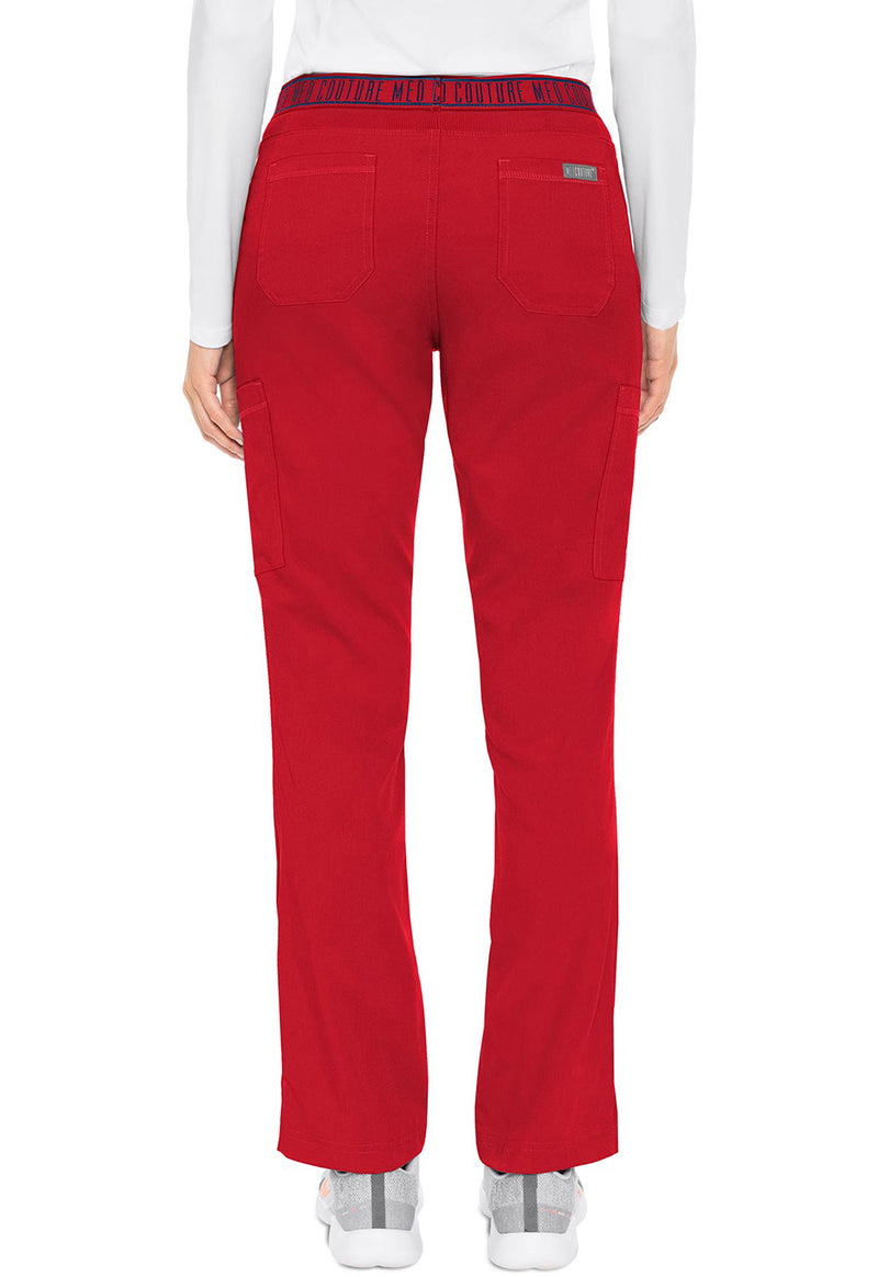 Red - Med Couture Touch Women Scrub Pants - Back View
