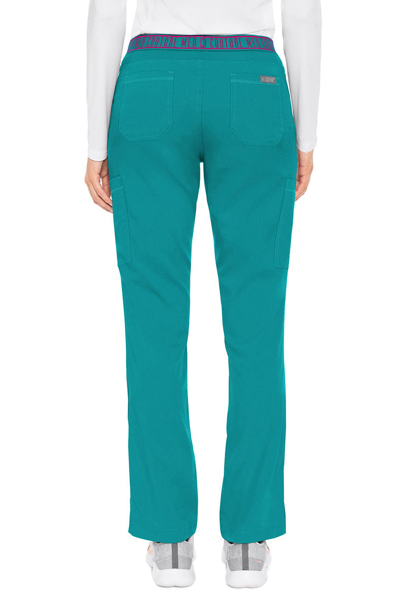 TEAL - Med Couture Touch Women Scrub Pants - Back View
