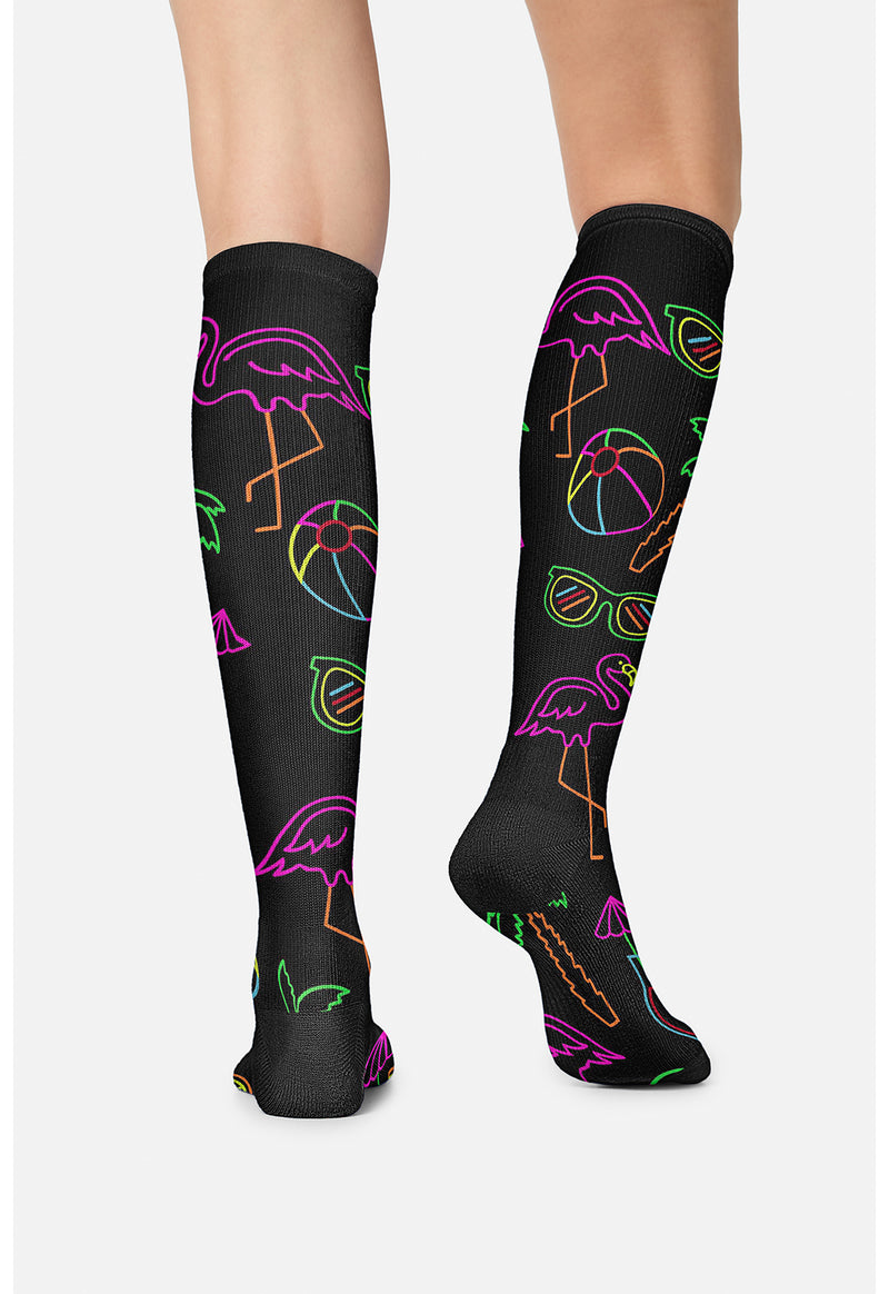 Beachy Vibes - Women's 10-15mmHg Compression Socks (Back)