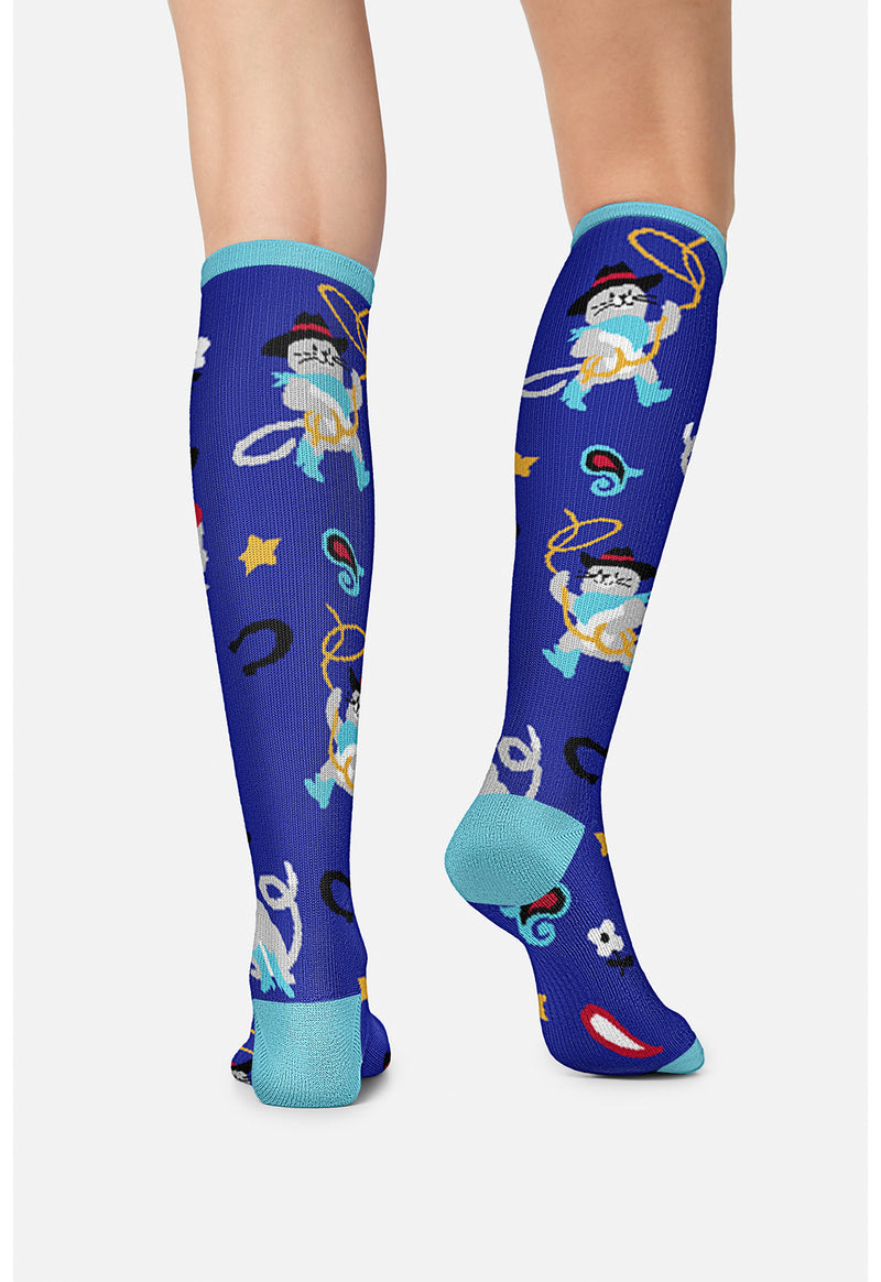 Cowboy Cats - Women's 10-15mmHg Compression Socks (Back)