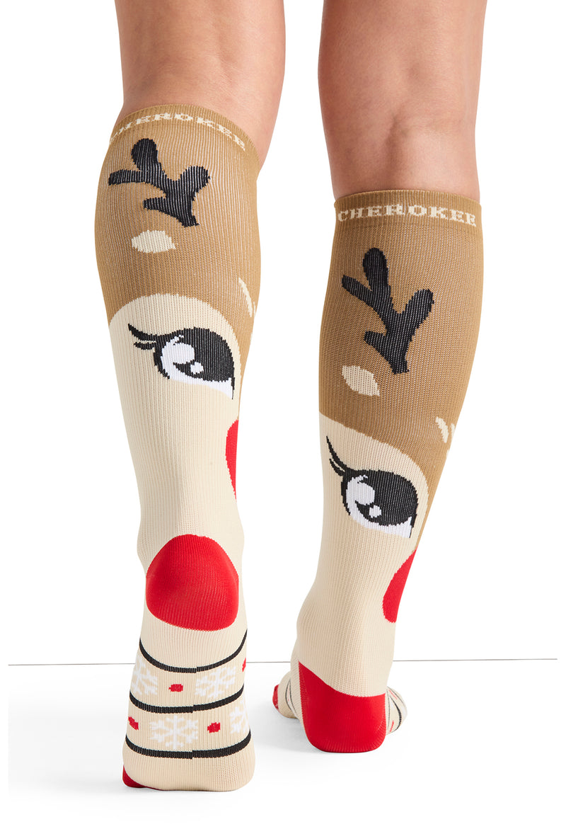 Deer Santa - Women's 10-15mmHg Compression Socks (Back)