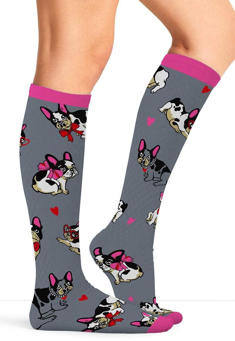 Frenchie Kiss - Women's 10-15mmHg Compression Socks
