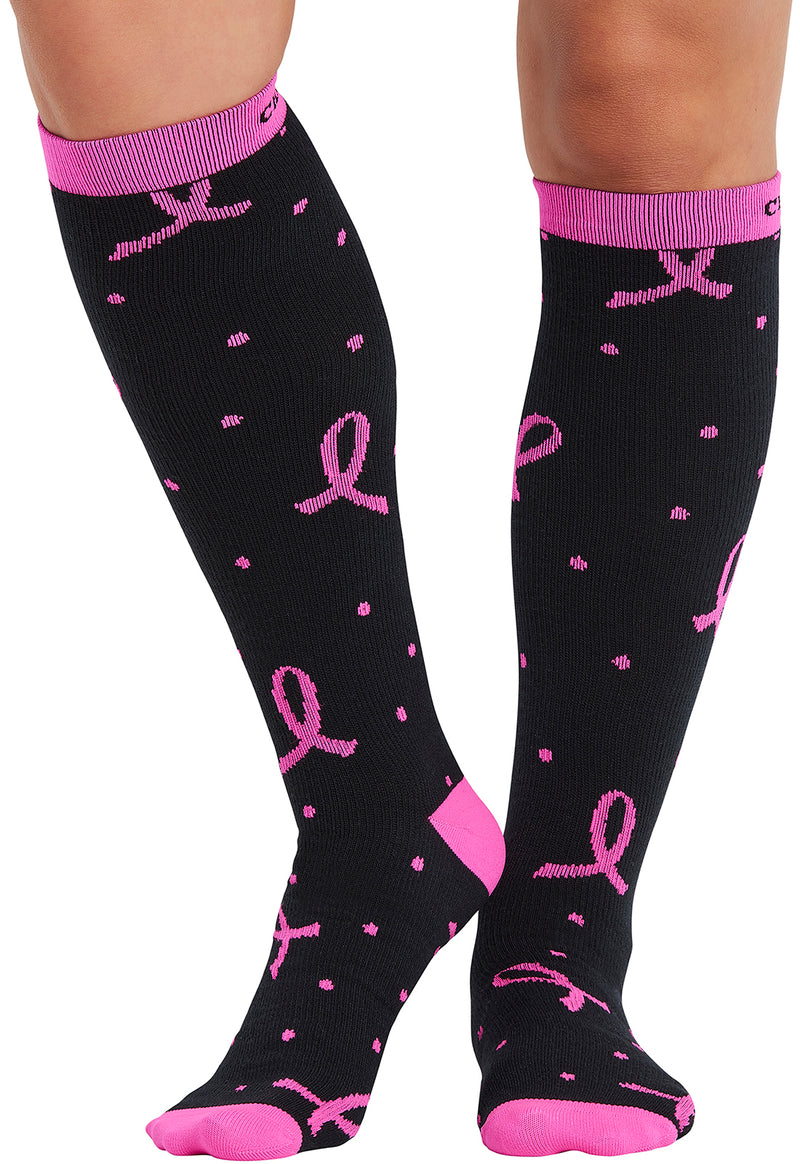 Polka Dot Pink Ribbon - Women's 10-15mmHg Compression Socks