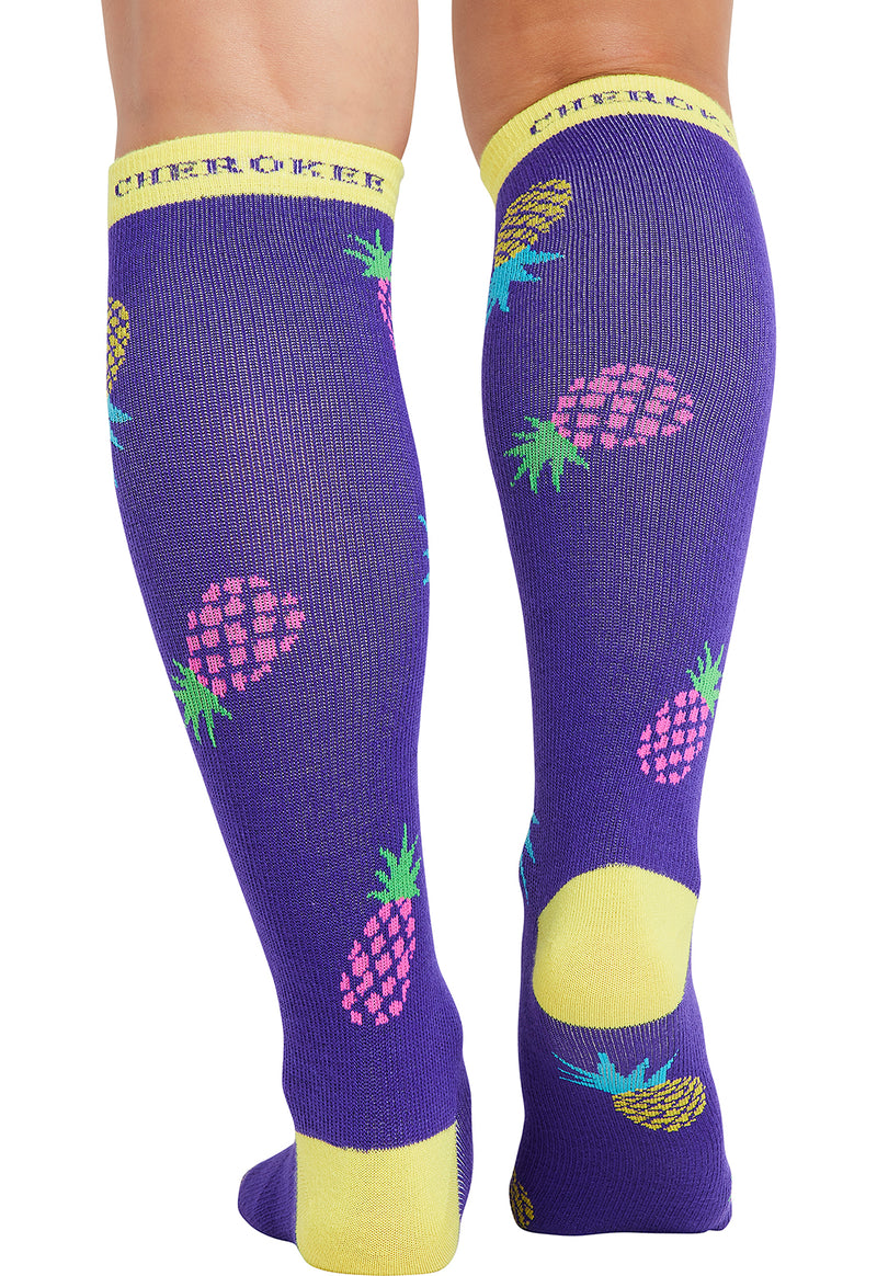 Pineapple Toss - Women's 10-15mmHg Compression Socks (Back)